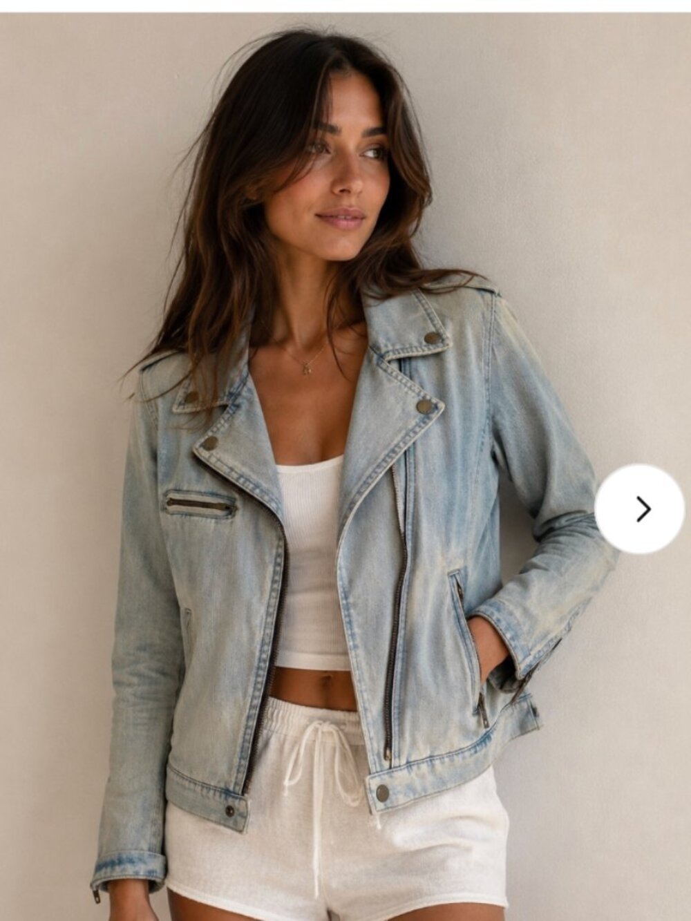 Vintage Gap 1969 Denim Moto Jacket XS Light Wash Biker